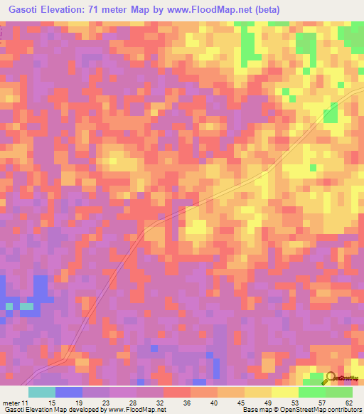 Gasoti,Liberia Elevation Map