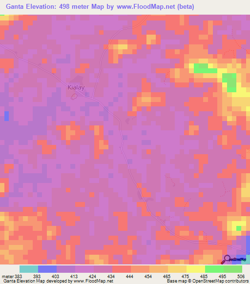 Ganta,Liberia Elevation Map