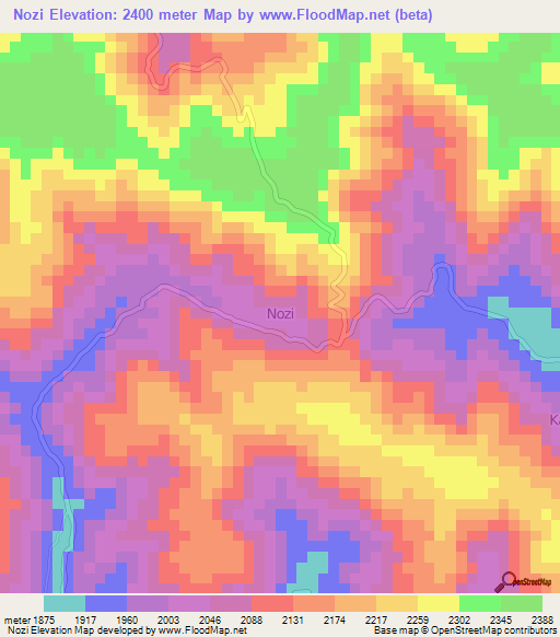 Nozi,Uganda Elevation Map