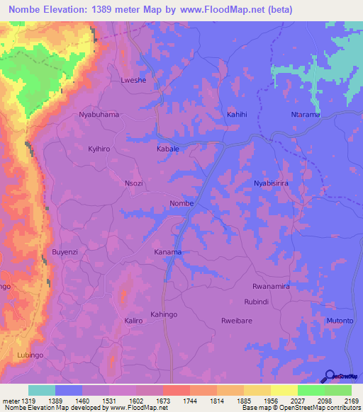 Nombe,Uganda Elevation Map