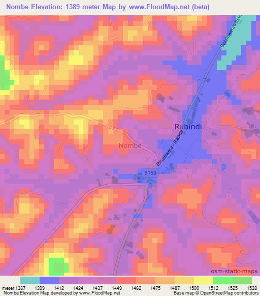 Nombe,Uganda Elevation Map