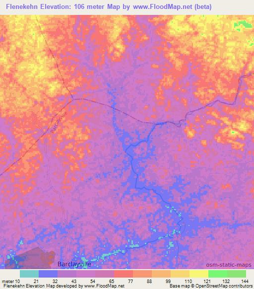 Flenekehn,Liberia Elevation Map
