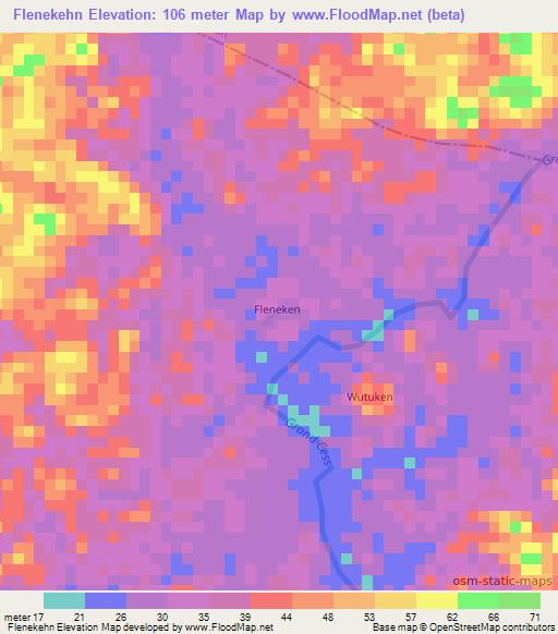 Flenekehn,Liberia Elevation Map