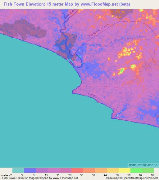 Fish Town,Liberia Elevation Map