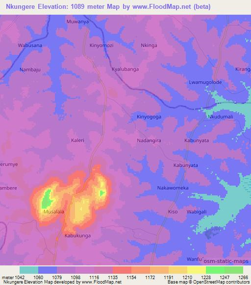 Nkungere,Uganda Elevation Map