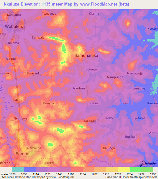 Nkuluze,Uganda Elevation Map