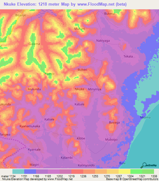 Nkuke,Uganda Elevation Map