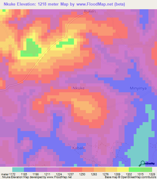 Nkuke,Uganda Elevation Map
