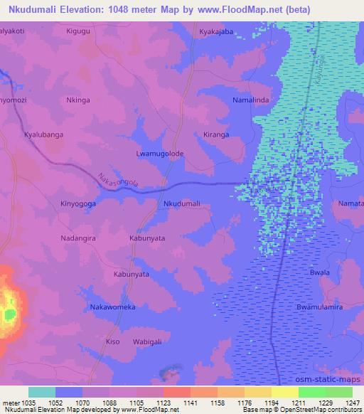 Nkudumali,Uganda Elevation Map