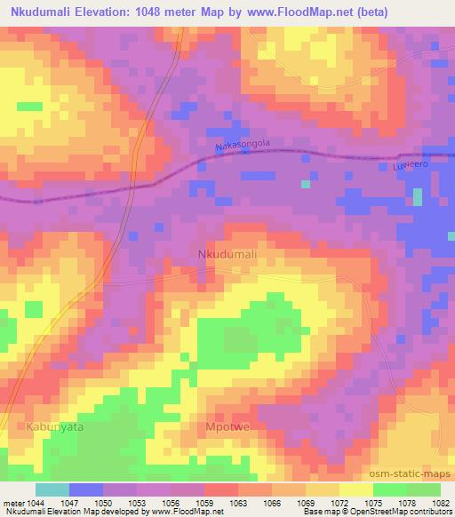 Nkudumali,Uganda Elevation Map