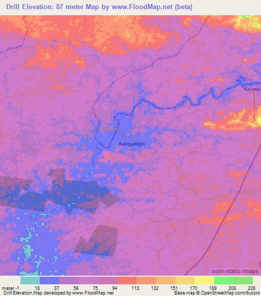 Drill,Liberia Elevation Map