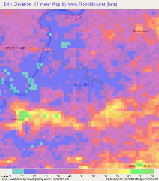 Drill,Liberia Elevation Map