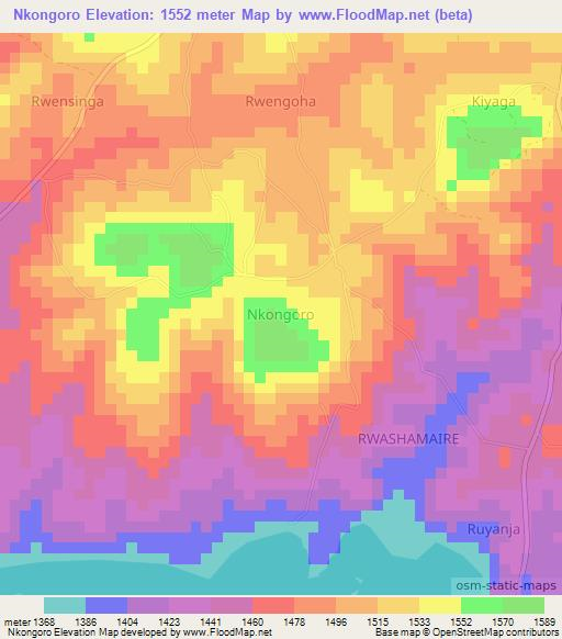 Nkongoro,Uganda Elevation Map
