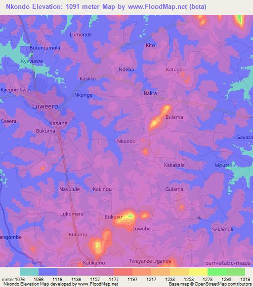 Nkondo,Uganda Elevation Map