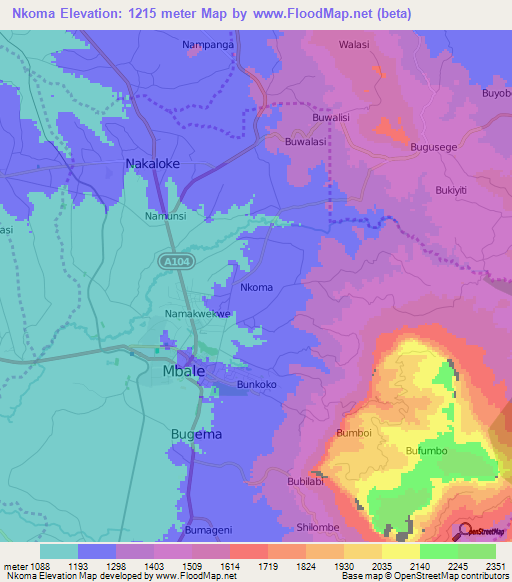 Nkoma,Uganda Elevation Map