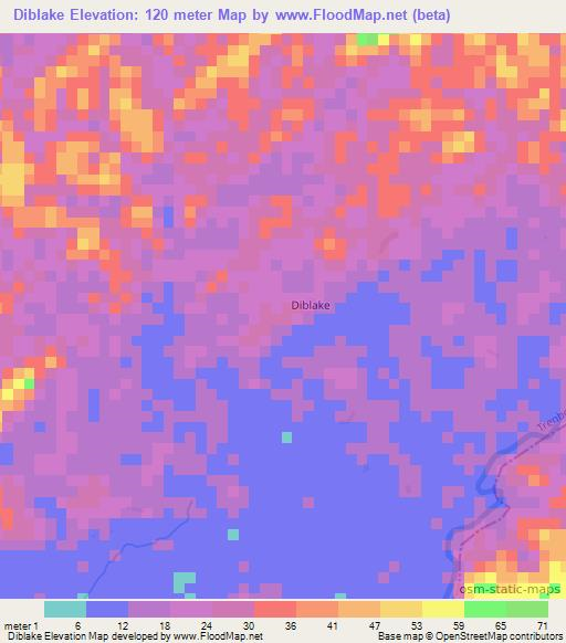 Diblake,Liberia Elevation Map