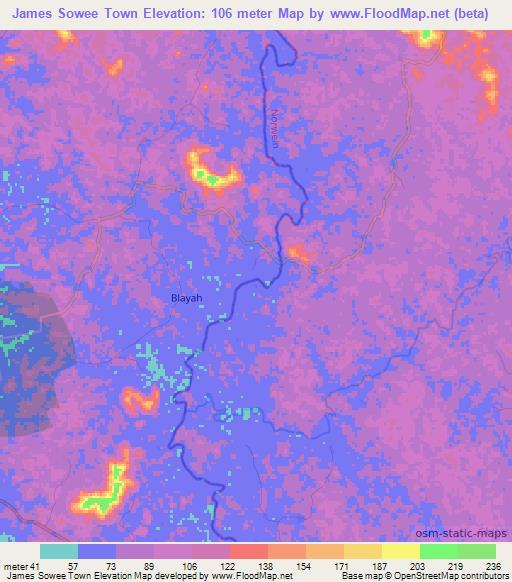 James Sowee Town,Liberia Elevation Map