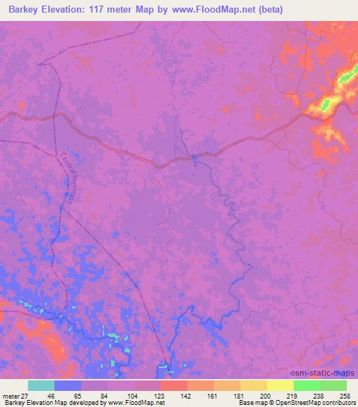 Barkey,Liberia Elevation Map