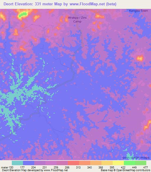 Deort,Liberia Elevation Map