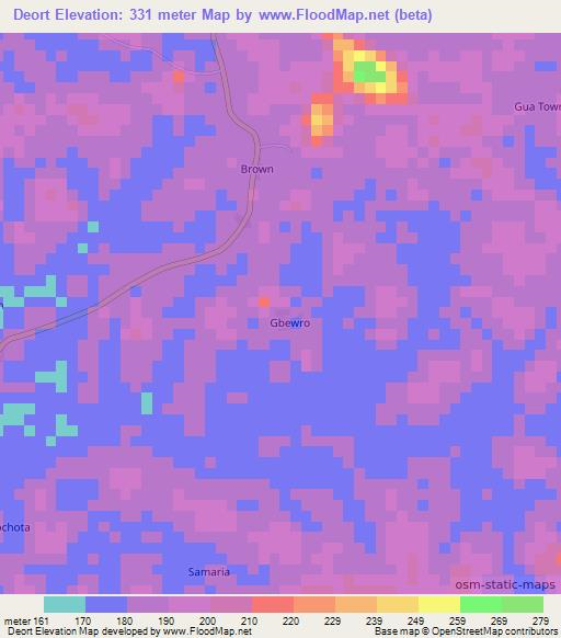 Deort,Liberia Elevation Map