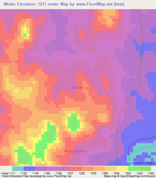Nkoko,Uganda Elevation Map