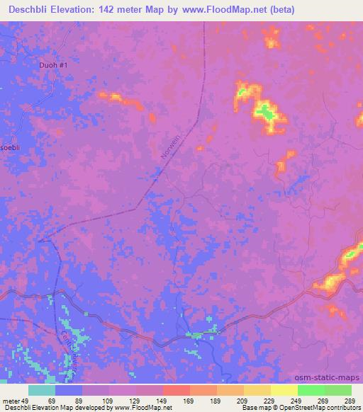 Deschbli,Liberia Elevation Map