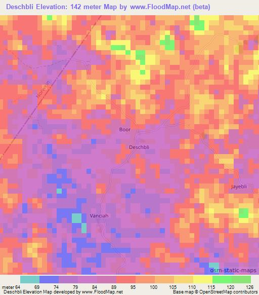 Deschbli,Liberia Elevation Map