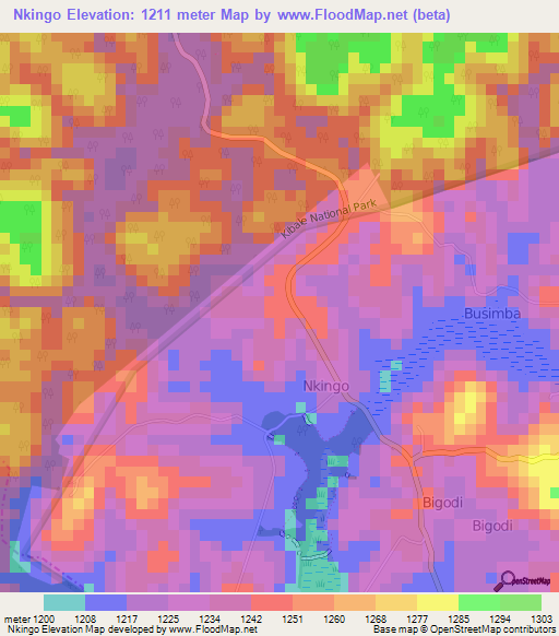 Nkingo,Uganda Elevation Map