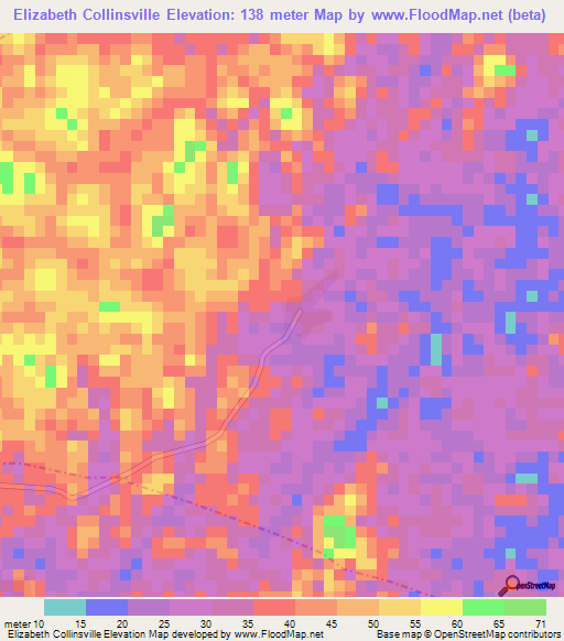 Elizabeth Collinsville,Liberia Elevation Map