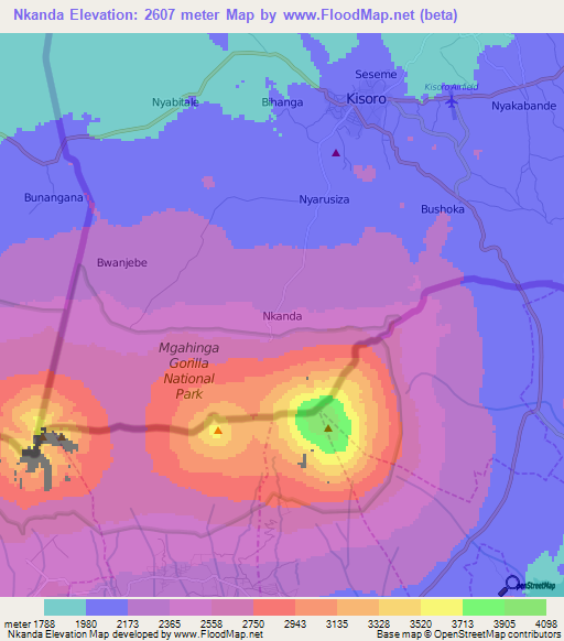 Nkanda,Uganda Elevation Map