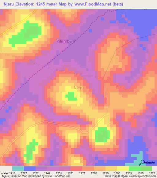 Njeru,Uganda Elevation Map