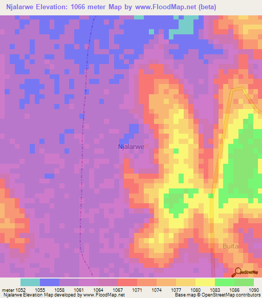 Njalarwe,Uganda Elevation Map