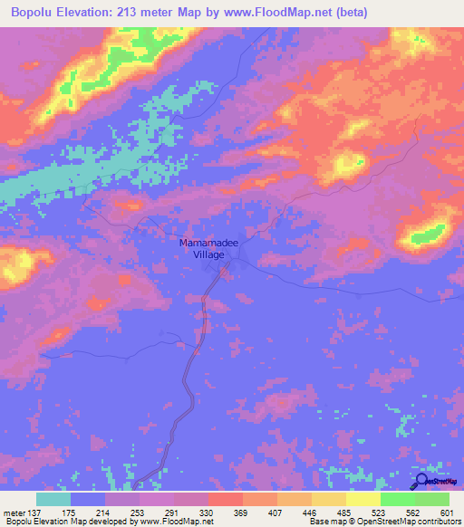 Bopolu,Liberia Elevation Map