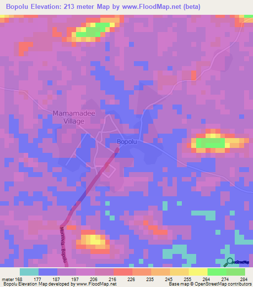 Bopolu,Liberia Elevation Map