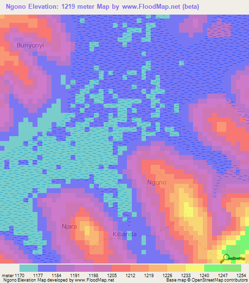Ngono,Uganda Elevation Map