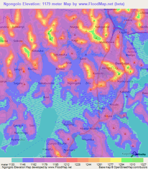 Ngongolo,Uganda Elevation Map