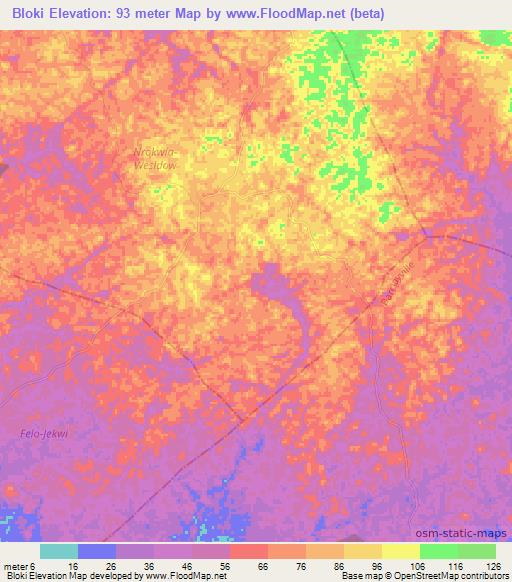 Bloki,Liberia Elevation Map