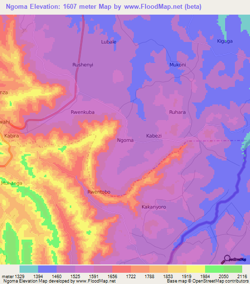 Ngoma,Uganda Elevation Map