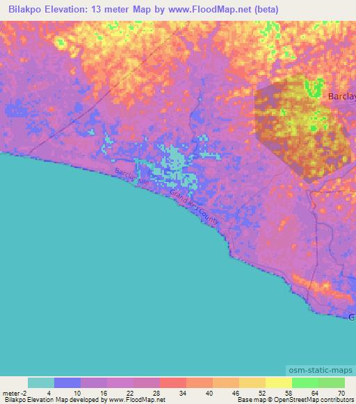 Bilakpo,Liberia Elevation Map