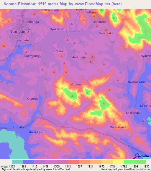 Ngoma,Uganda Elevation Map