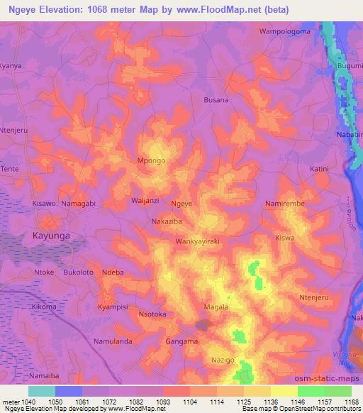 Ngeye,Uganda Elevation Map