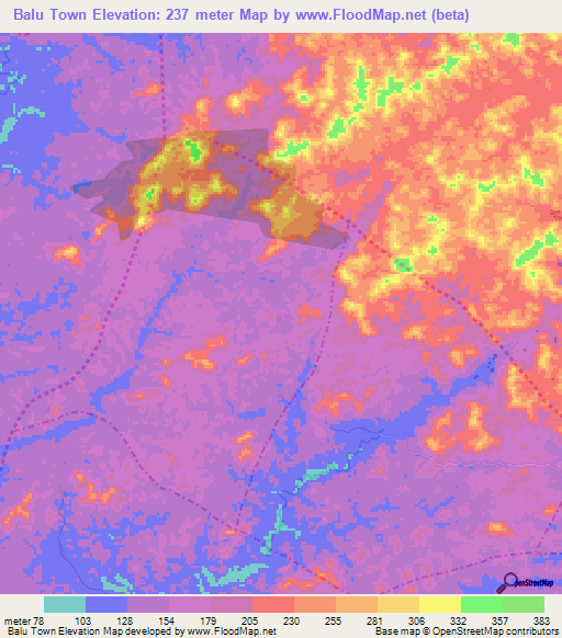 Balu Town,Liberia Elevation Map