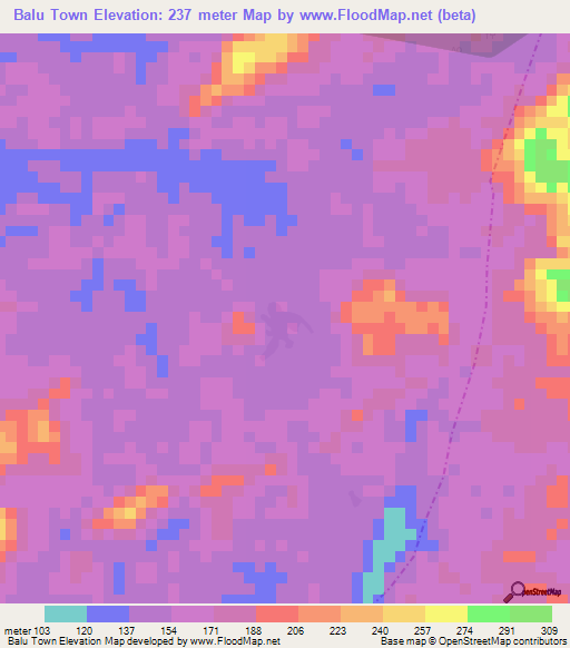 Balu Town,Liberia Elevation Map