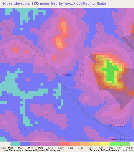 Nfuka,Uganda Elevation Map