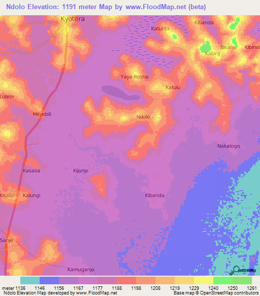 Ndolo,Uganda Elevation Map