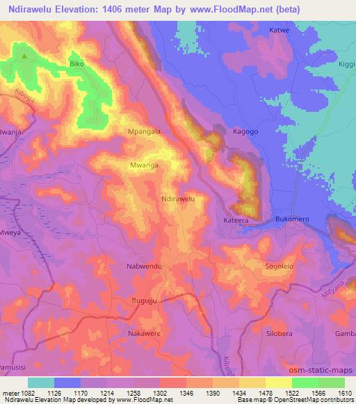 Ndirawelu,Uganda Elevation Map