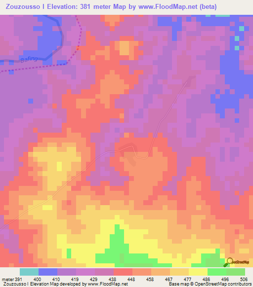 Zouzousso I,Ivory Coast Elevation Map