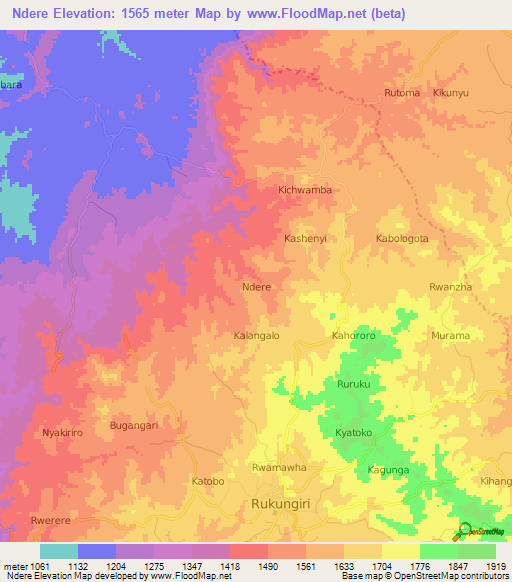 Ndere,Uganda Elevation Map
