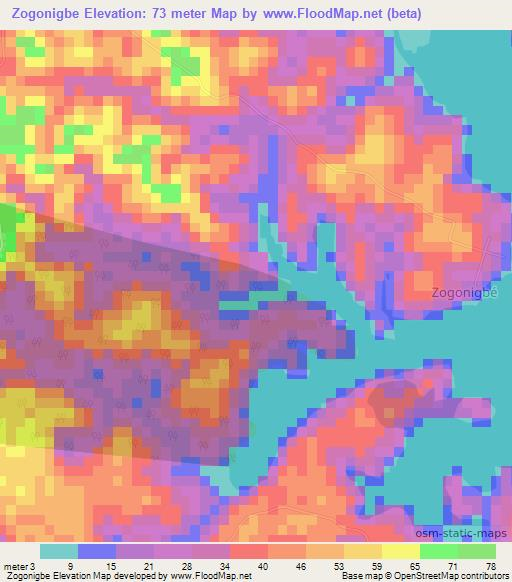 Zogonigbe,Ivory Coast Elevation Map