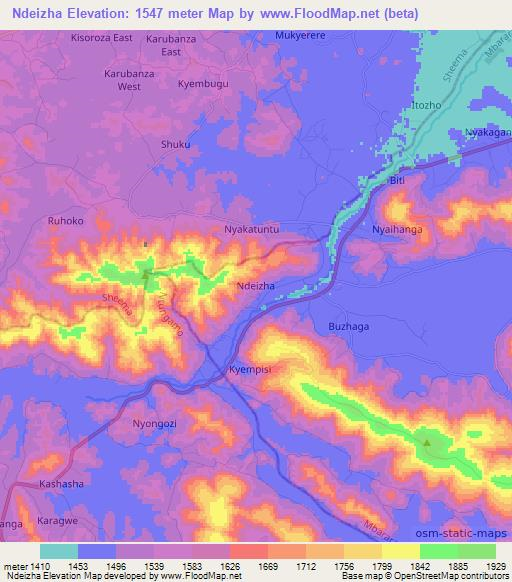 Ndeizha,Uganda Elevation Map